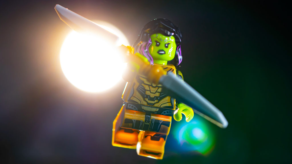 LEGO 71031 Marvel Studios Gamora with the Blade of Thanos action shot featured 1024x576