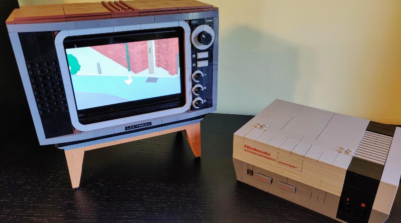 This LEGO 71374 Nintendo Entertainment System alternate build holds a real console