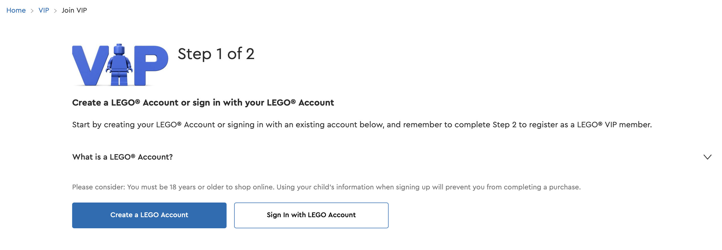 LEGO VIP sign up process step by step 4